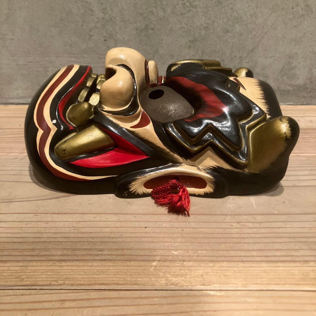 備中神楽面　田邊聖祐　建御名方命　鬼面　木彫　能面　狂言　お面　伝統芸能