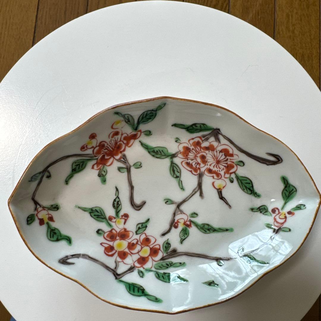 ⭐️九谷焼⭐️正木春蔵❤️色絵花折枝文菱形向付《小皿・向付16.0cm》 3枚セット