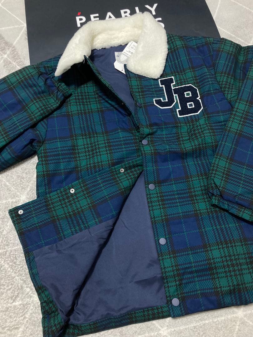 新品 ジャックバニー 2WAYストレッチタフタ ボア襟ブルゾン(6)LL/緑