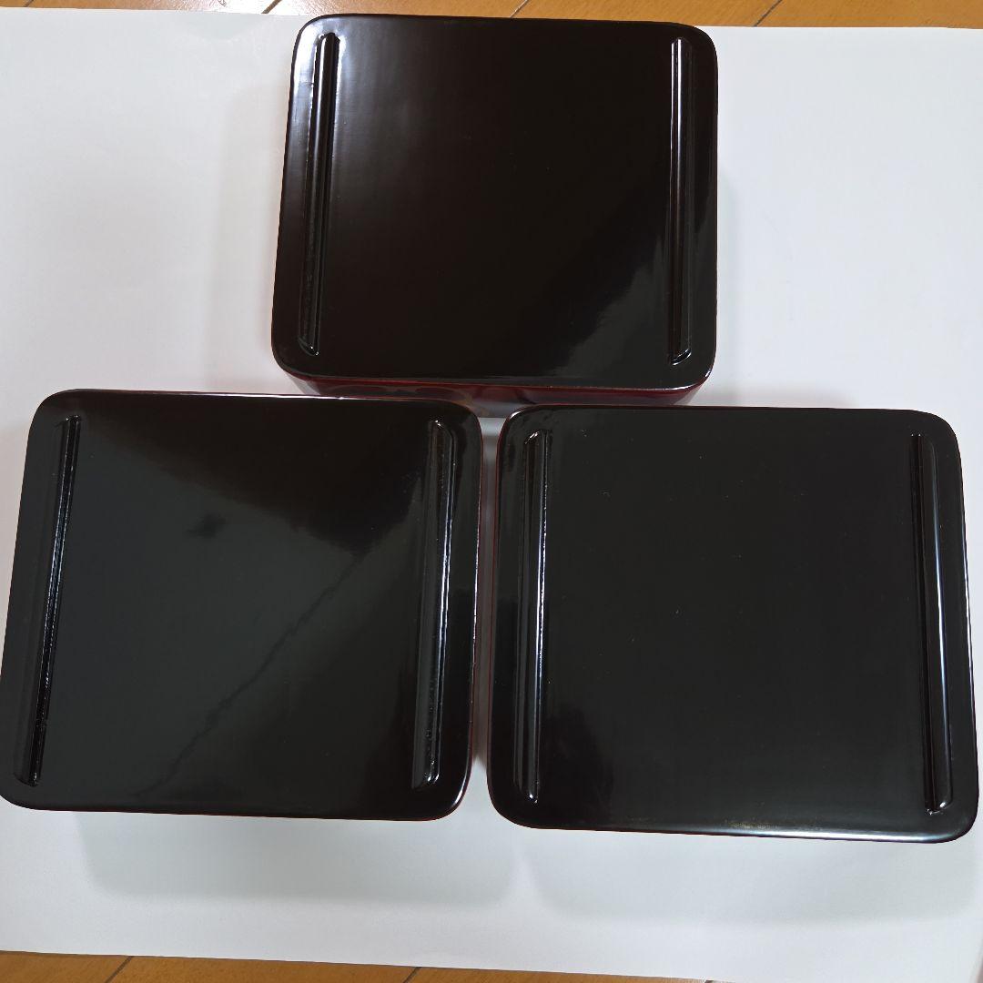 川連漆器　三段お重(姫重)　椿柄