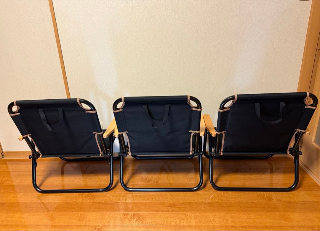 クイックキャンプ チェア セット 3脚 ブラック