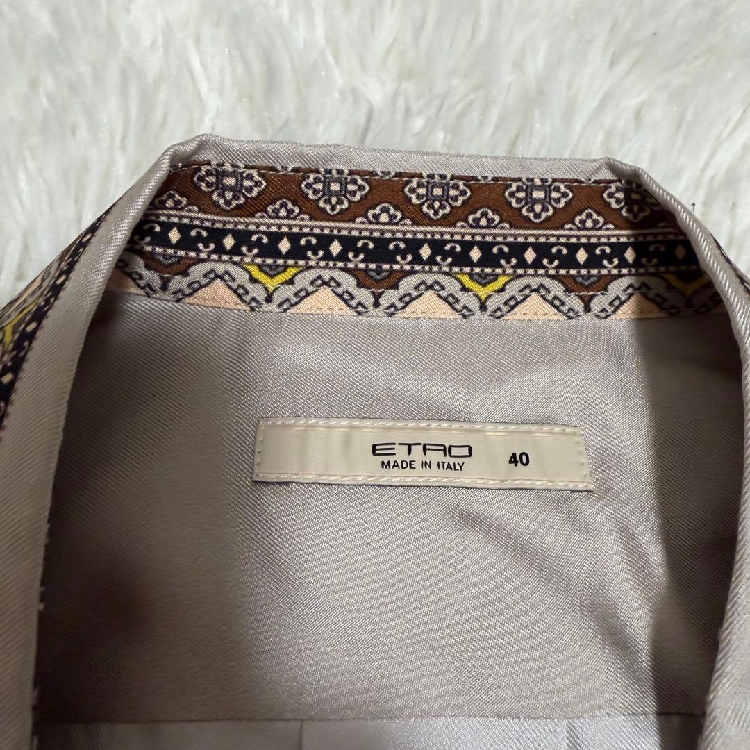 未使用タグ付きLサイズ相当　エトロ　シルク100% ペイズリー総柄　ブラウス　象