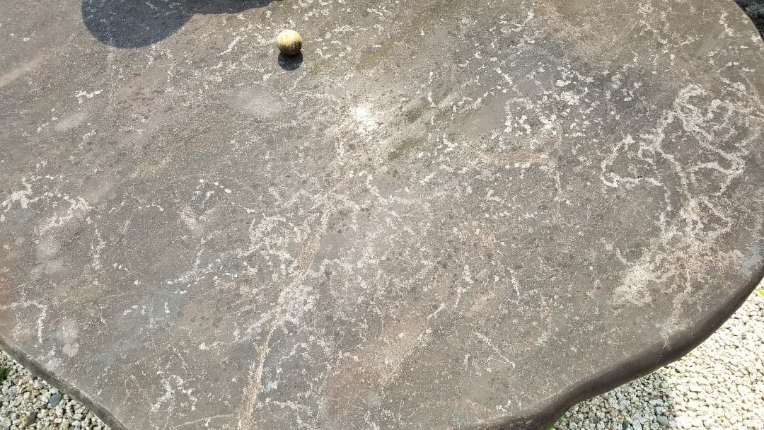 ヴィンテージ　大理石　ガーデン　マーブルテーブル　椅子付　引取