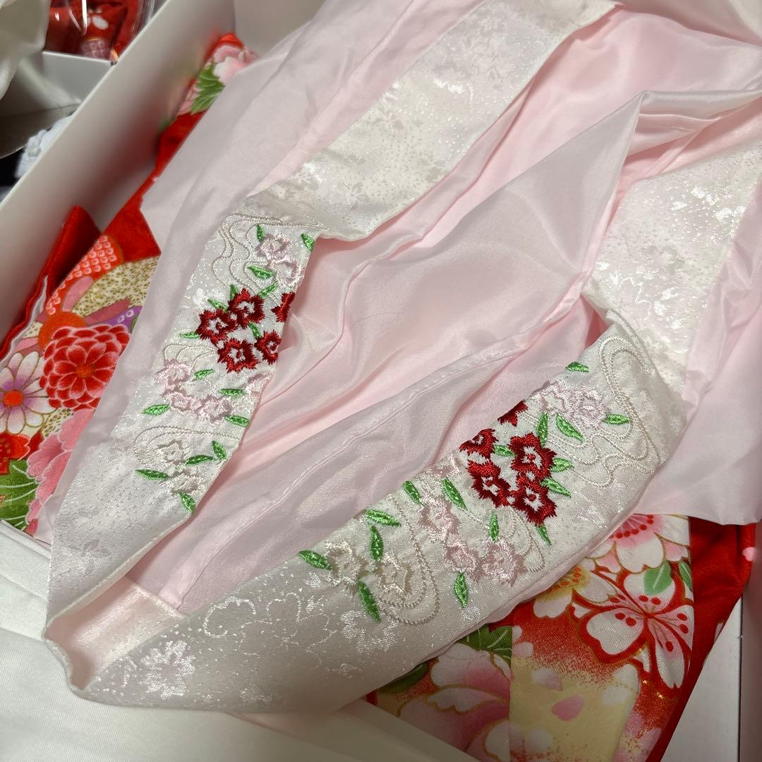 七五三 着物セット 赤 花柄刺繍