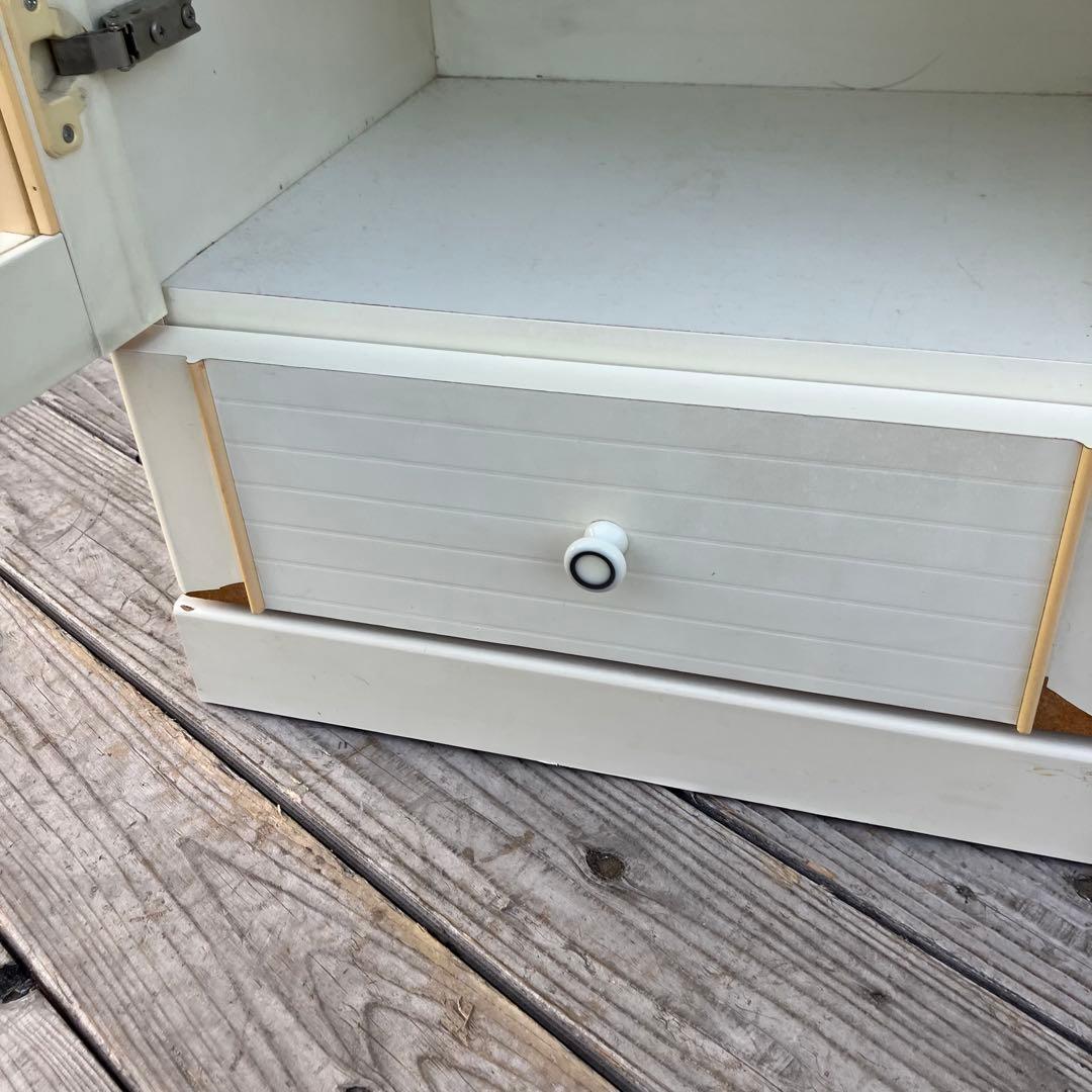 昭和レトロ ガラス扉 窓枠風 木製サイドボード 飾り棚 カップボード 古家具