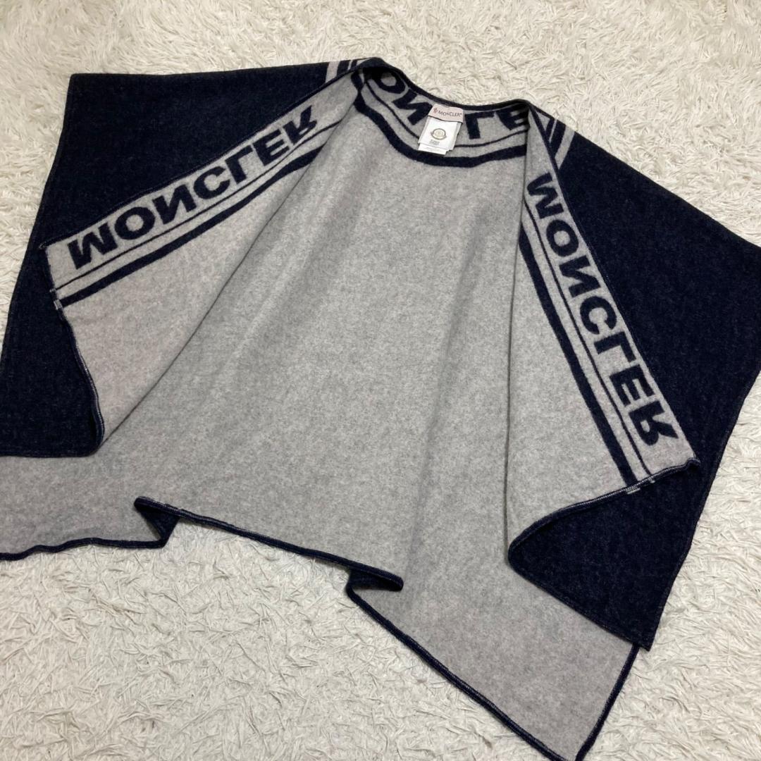 14793✨モンクレール mantella 羊毛ロゴ ストール ポンチョ ケープ