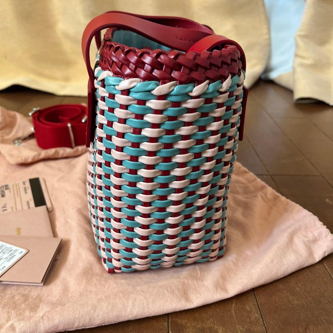 miu miu 2Way かごバッグ イントレッチオ 5BA007 レッド