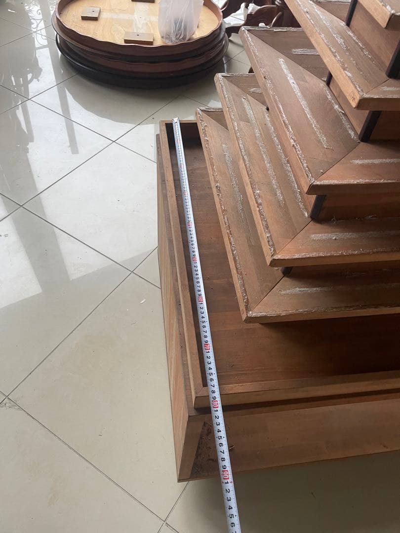 アンティーク　木製１０段の塔　ディスプレイ　引き取りのみ対応