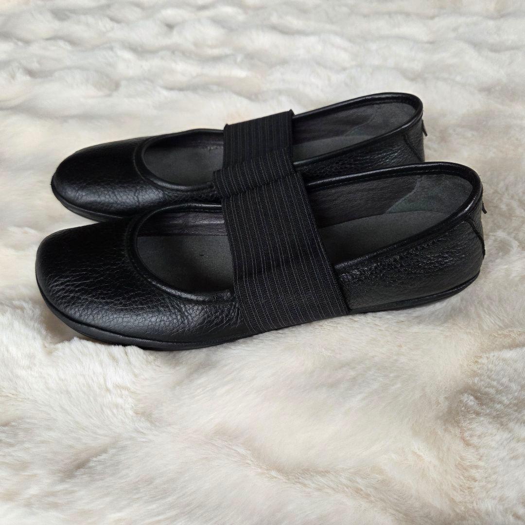 カンペール　CAMPER　バレエシューズ　黒 ストラップ　フラットシューズ　24