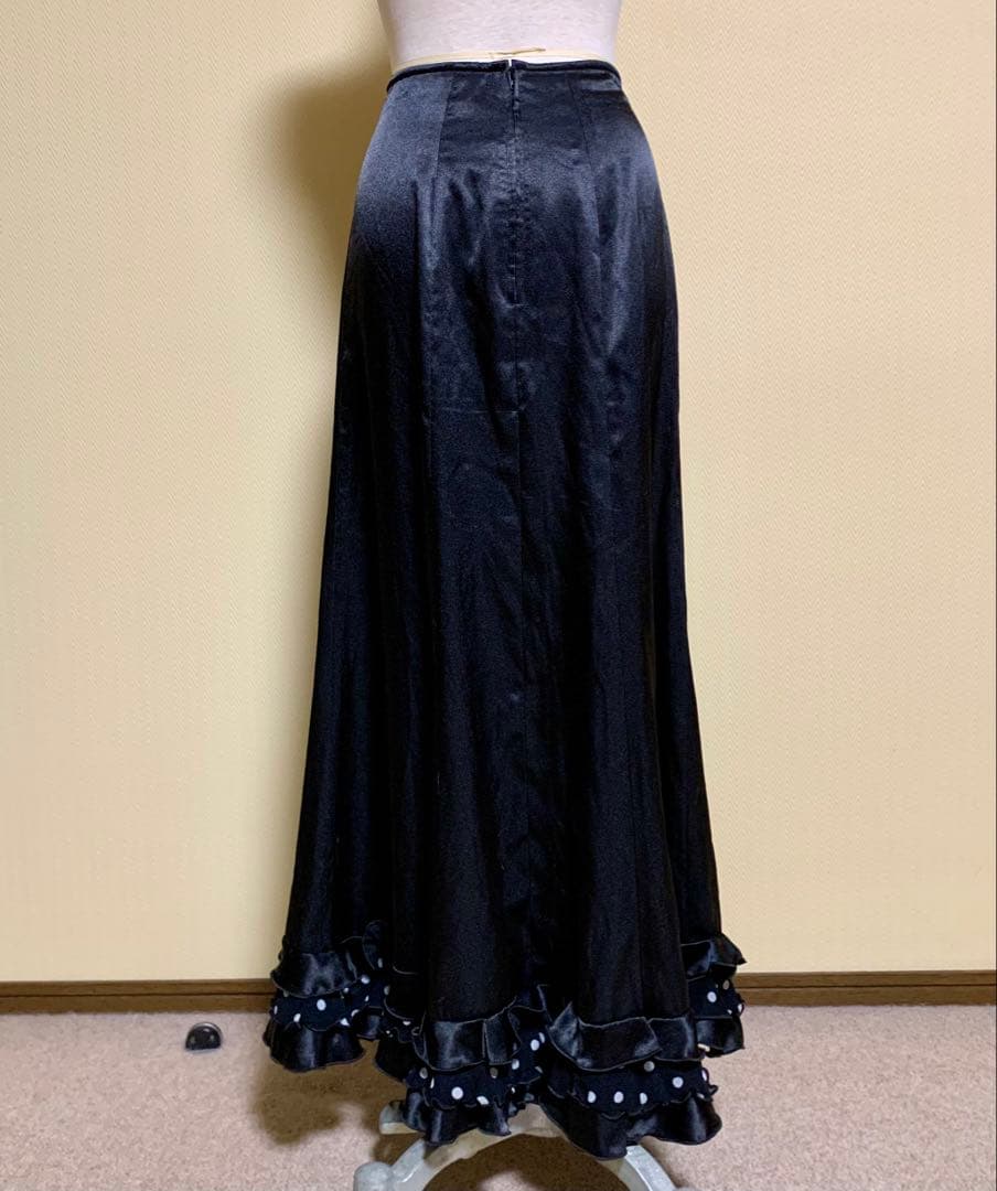 フラメンコ衣装ソニアジョーンズファルダ　黒✖️ドット　サイズM