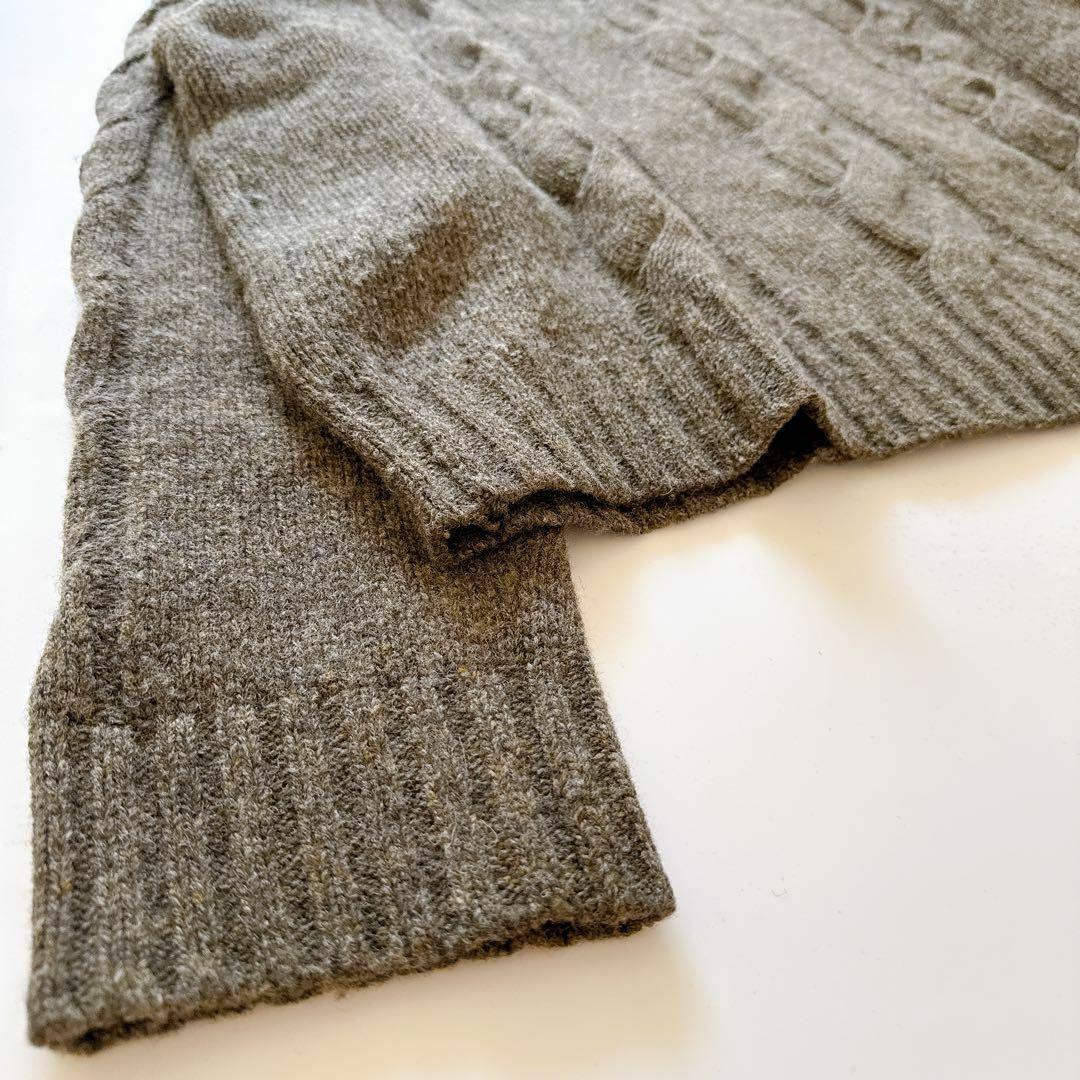 希少✨️RRL アランニット ラムウール Vネック ケーブル グレー XL