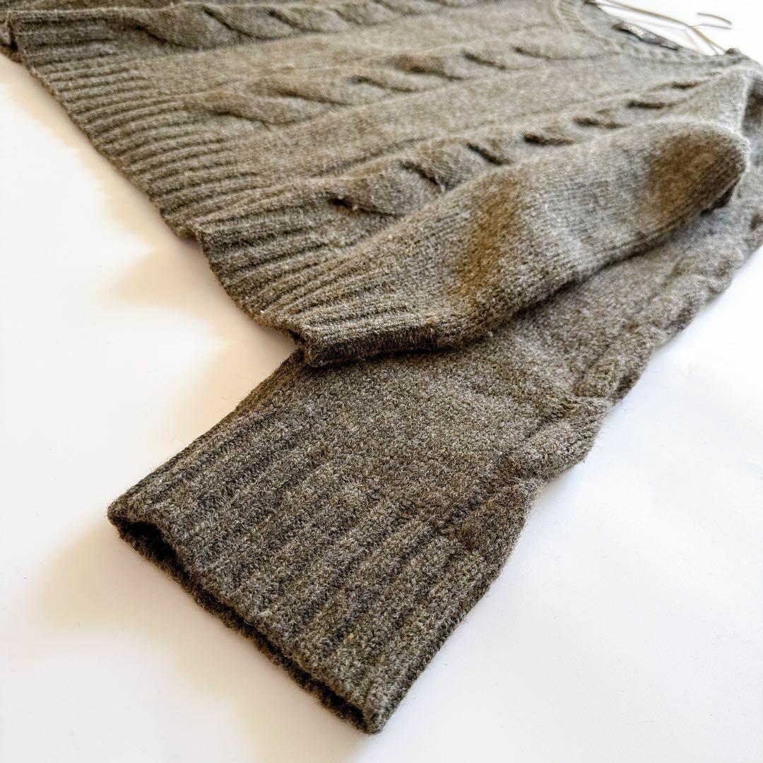 希少✨️RRL アランニット ラムウール Vネック ケーブル グレー XL