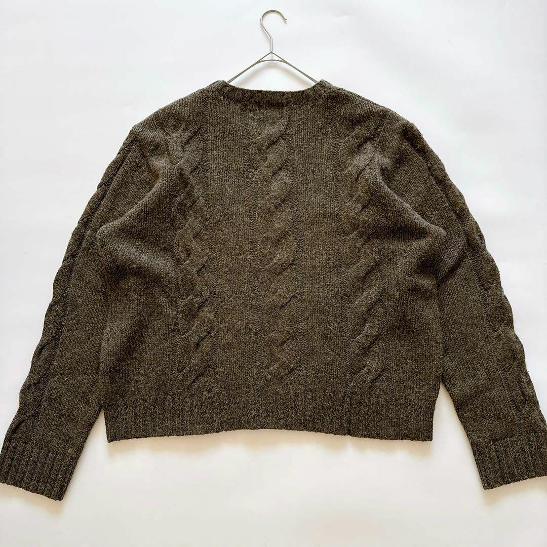 希少✨️RRL アランニット ラムウール Vネック ケーブル グレー XL
