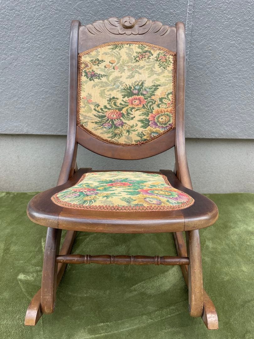 ロココ調 ロッキングチェア 折りたたみ 折り畳み コブラン織り 送料無料