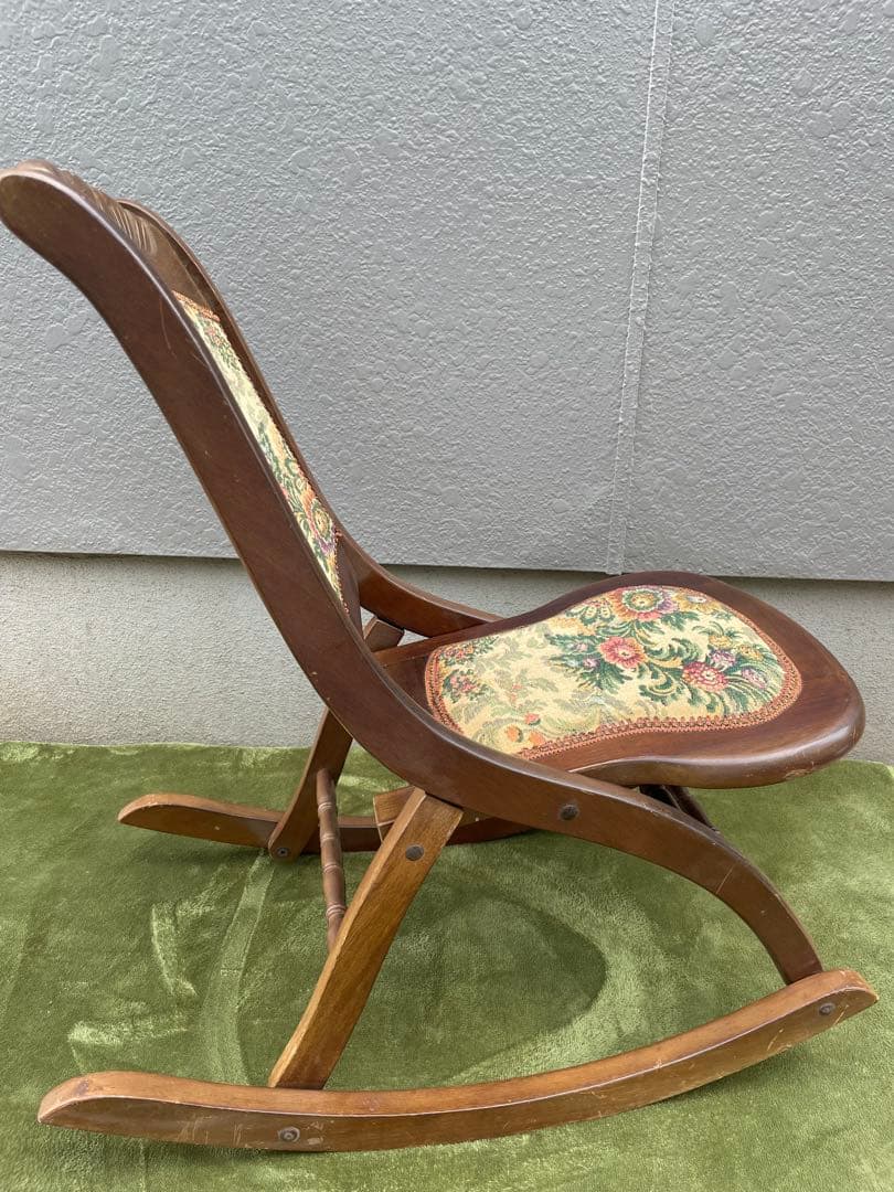 ロココ調 ロッキングチェア 折りたたみ 折り畳み コブラン織り 送料無料