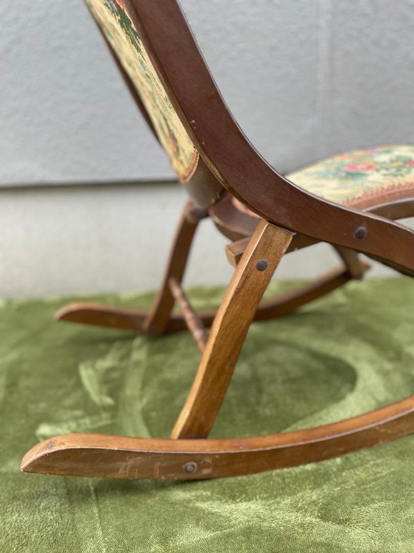 ロココ調 ロッキングチェア 折りたたみ 折り畳み コブラン織り 送料無料