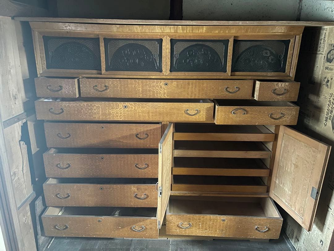 当時物| 和箪笥| 水屋箪笥| アンティーク| 大型 祖母の嫁入り家具