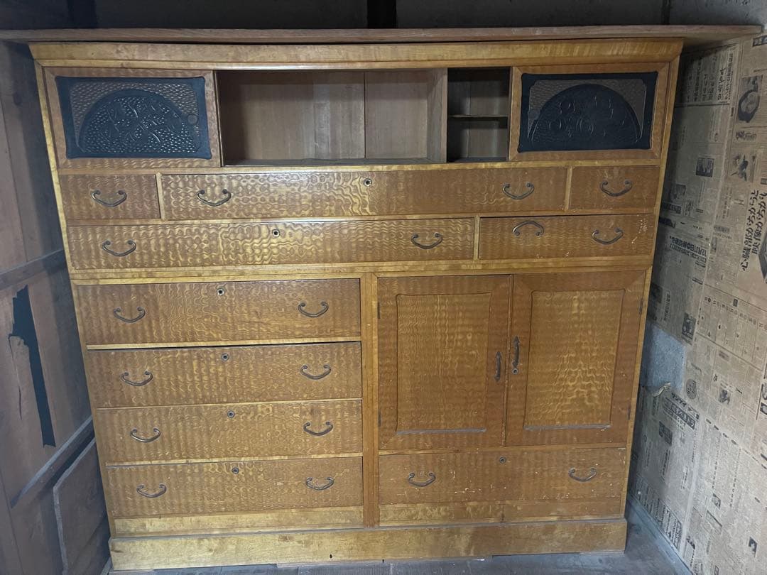 当時物| 和箪笥| 水屋箪笥| アンティーク| 大型 祖母の嫁入り家具