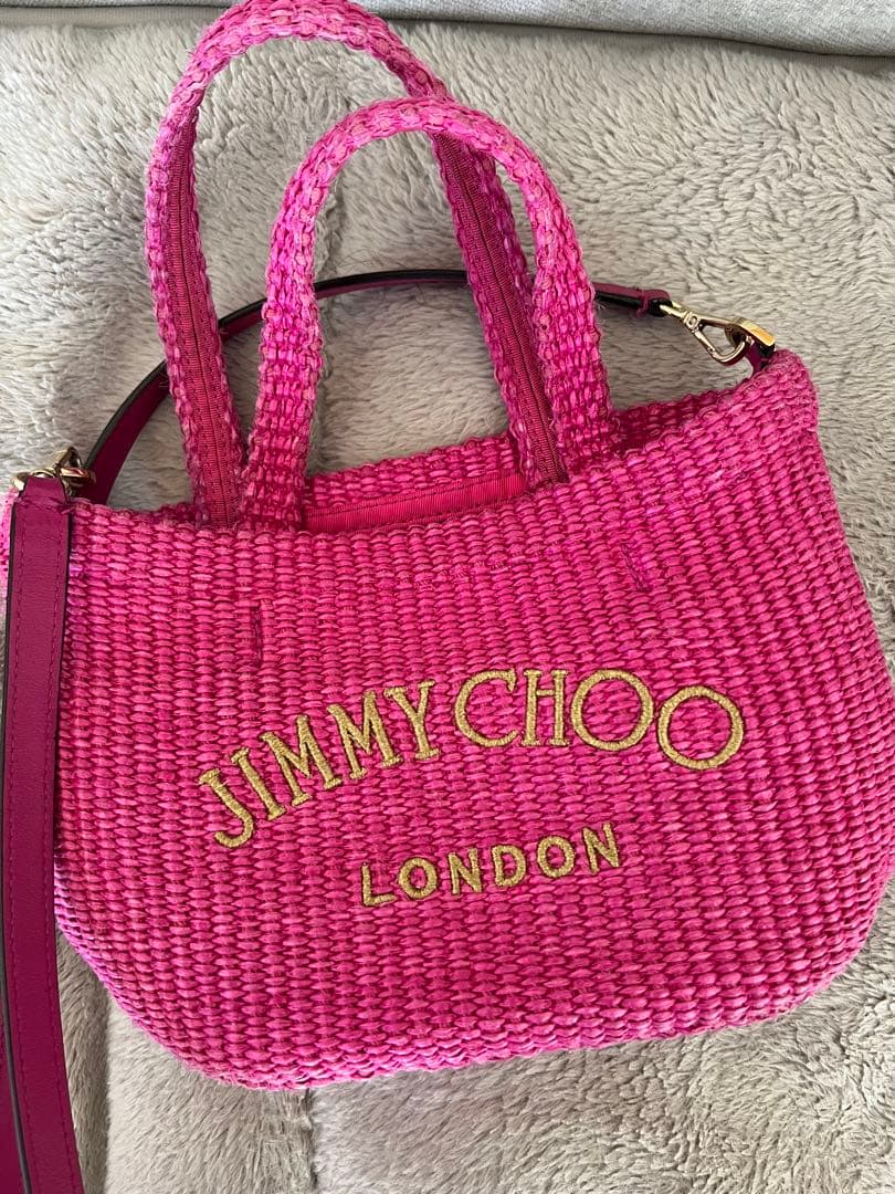 JIMMY CHOO ピンク かごバッグ