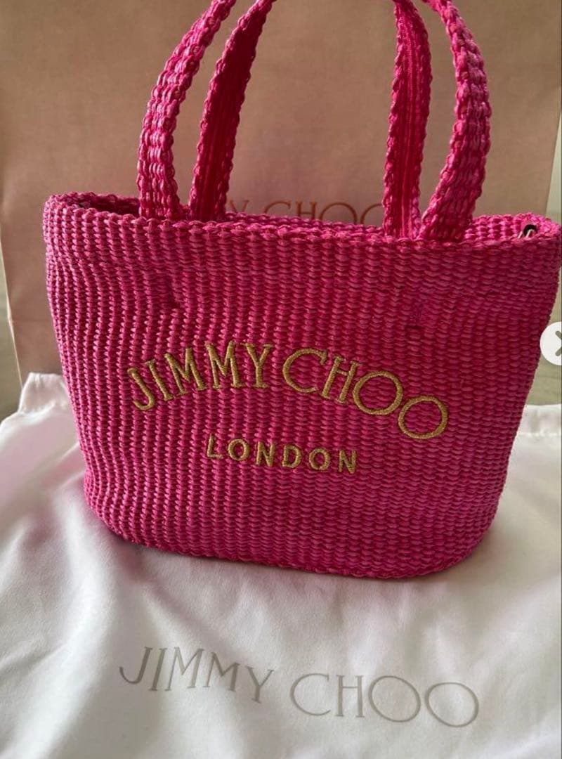 JIMMY CHOO ピンク かごバッグ