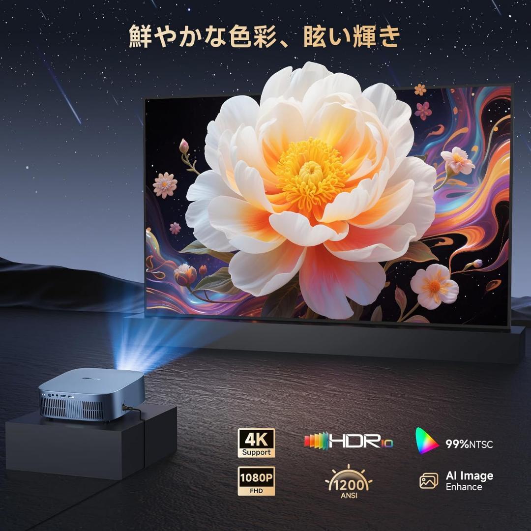 プロジェクター オートフォーカス1200ANSI 1.1:1投影比率自動台形補正