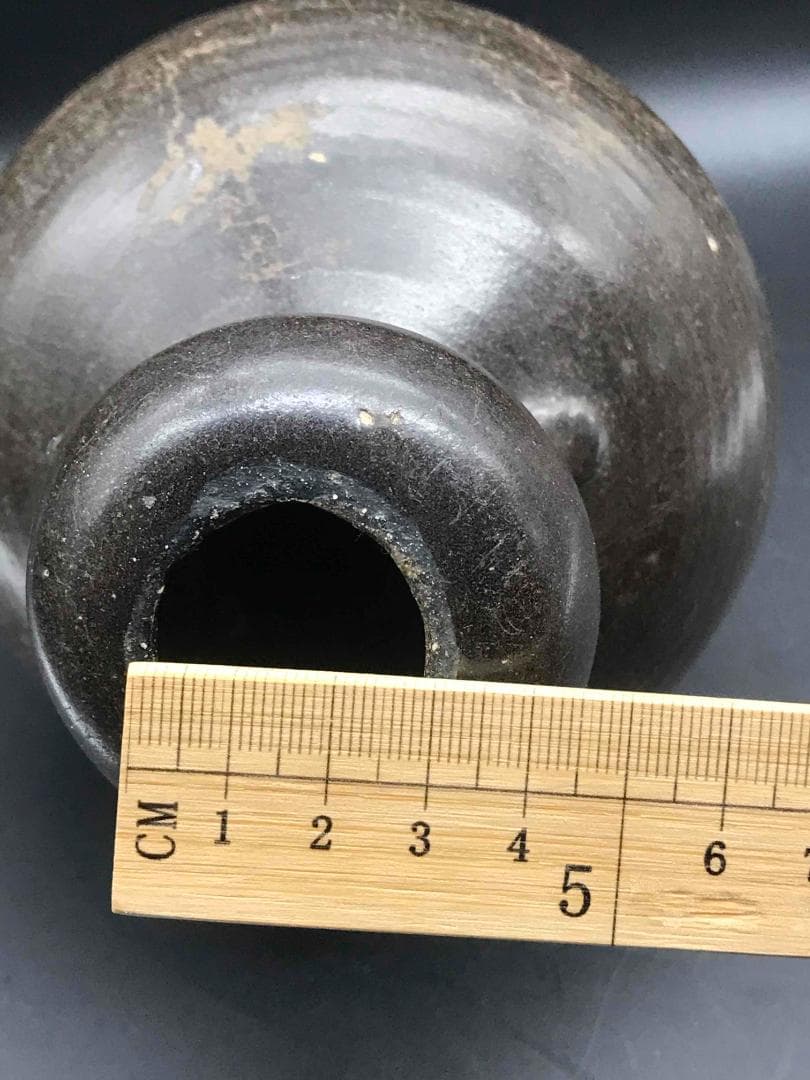 中国古美術　唐時代　耀州窯 瓢箪瓶　双耳瓶　磁州窯　黒釉　酒瓶　壺(A-29)