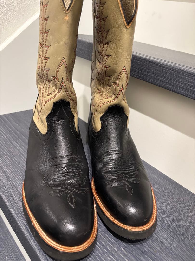 T*I様 Tony Lama ウエスタンブーツ 黒/ベージュ（箱無し）