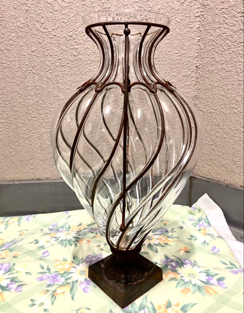 アンティーク ガラス製 アンフォラ 花瓶 フラワーベース 67cm イタリア製