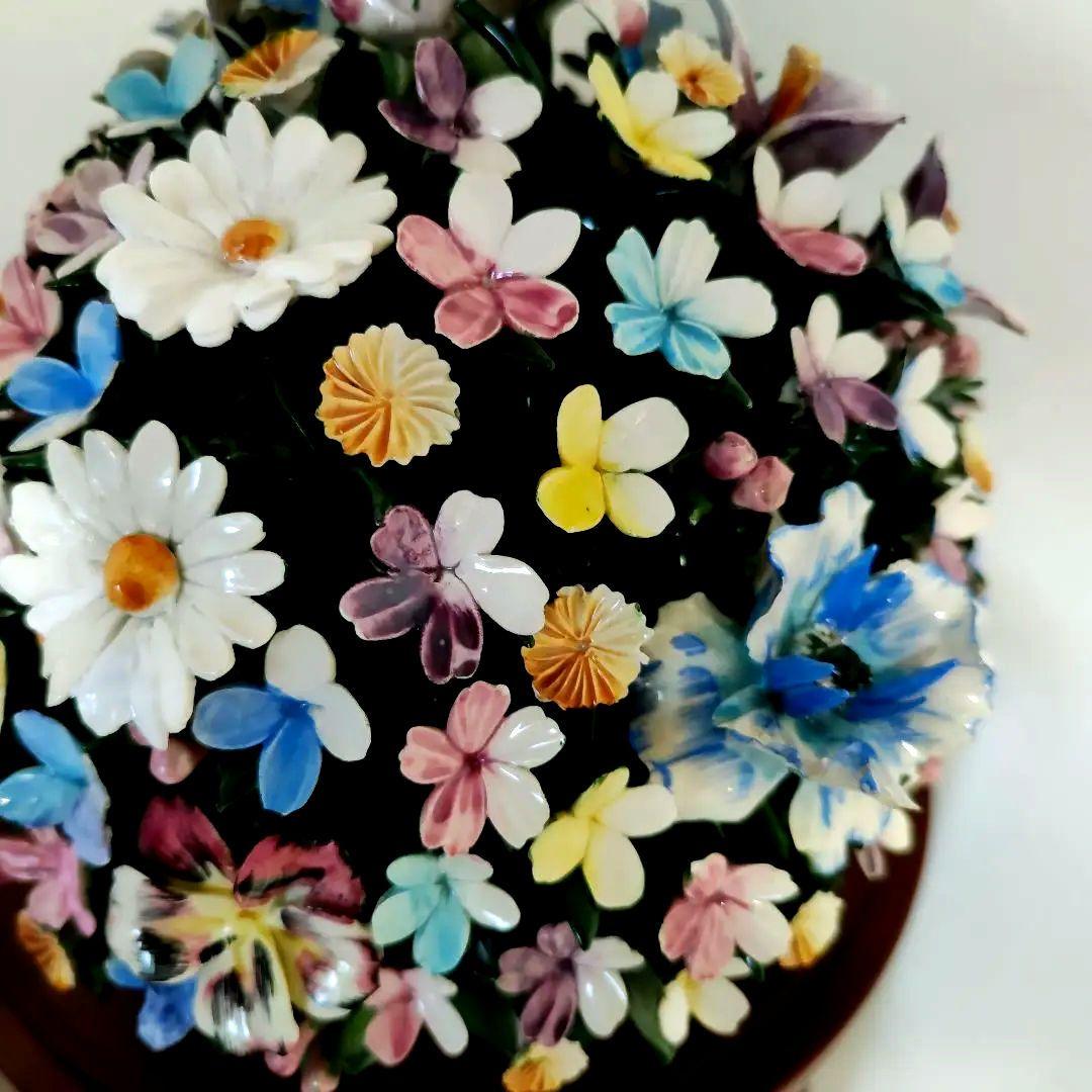 【美品】カポディモンテ　CAPODIMONTE イタリア　陶花　35cm