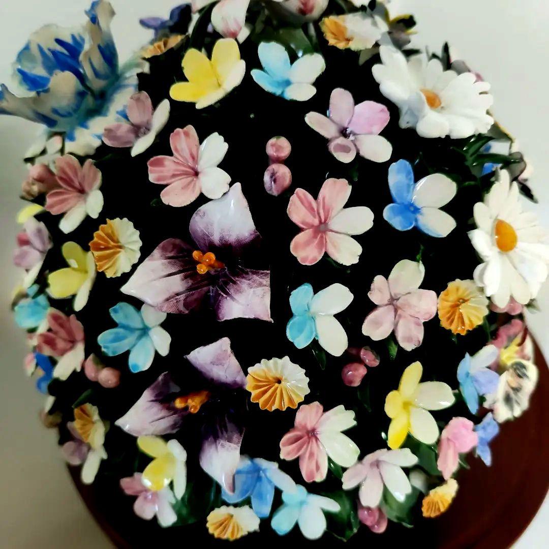 【美品】カポディモンテ　CAPODIMONTE イタリア　陶花　35cm