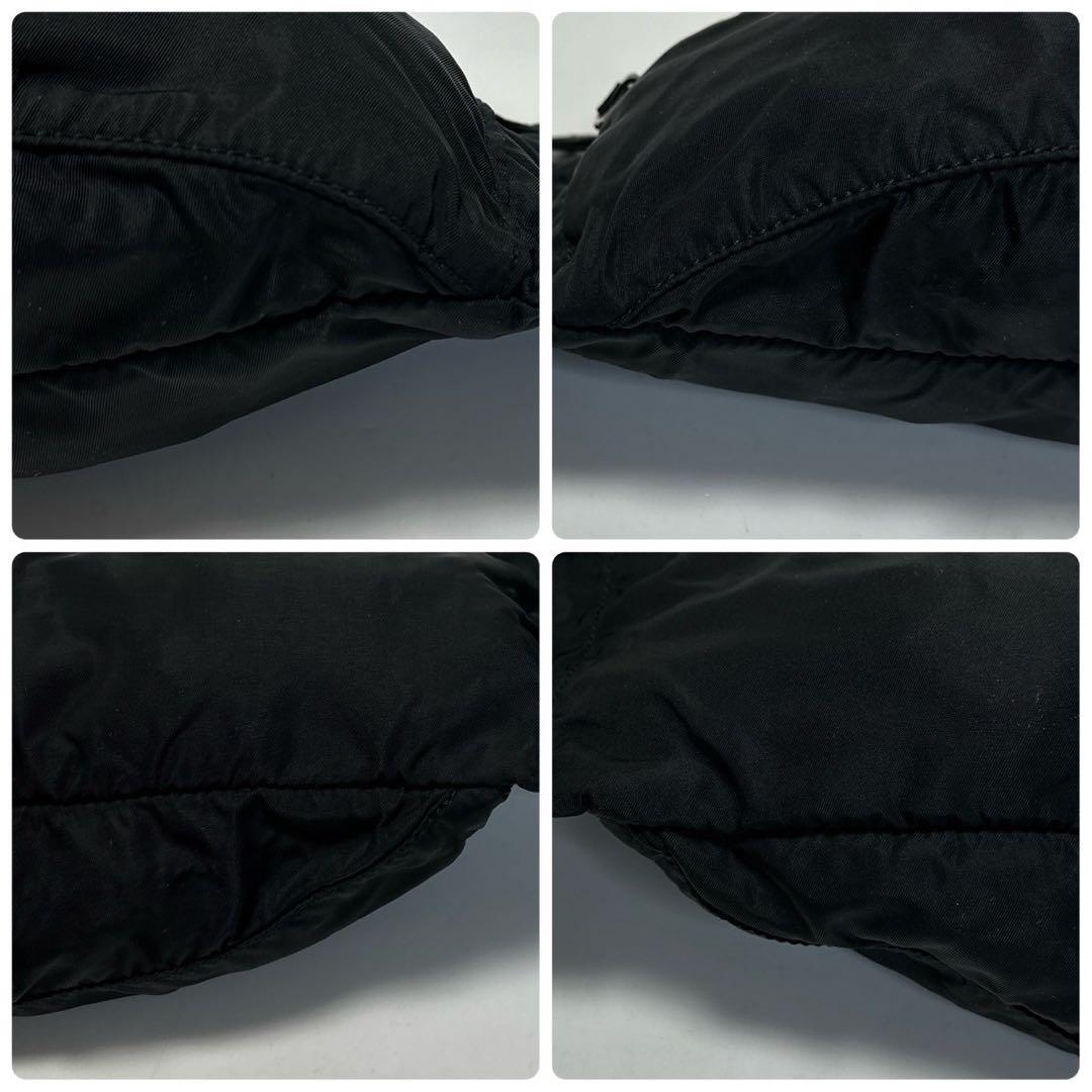 i81【極美品】プラダ　三角ロゴ　ナイロンブラック　ウエストポーチボディバッグ