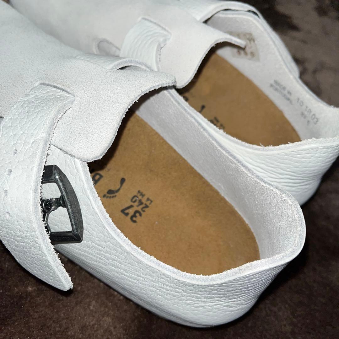 ビルケンシュトック ロンドン ホワイト レザー スエード サンダル　37 白