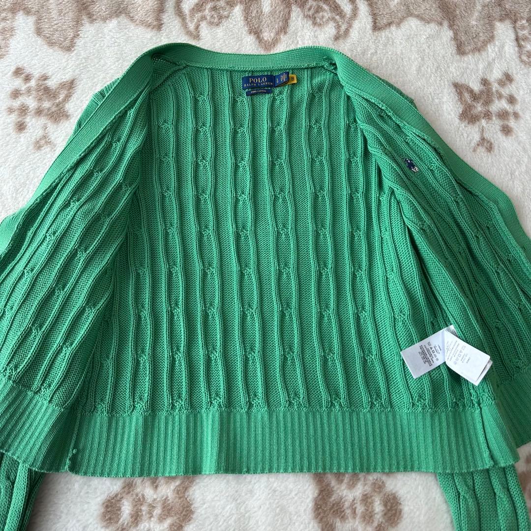 ポロラルフローレン ケーブルニット カーディガン ポニー刺繍 リブ QR LG