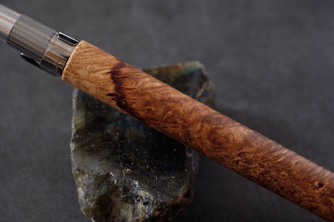 PG5木軸カスタム0223　高村杢工房 製図用シャープペンシル 花梨瘤紅白