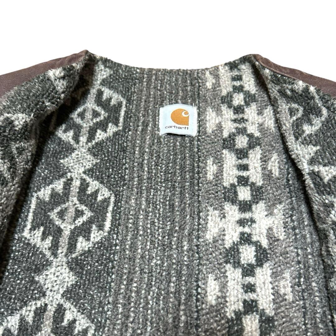carhartt 90s ダークブラウン ダックベスト　ネイティブ柄　幾何学模様