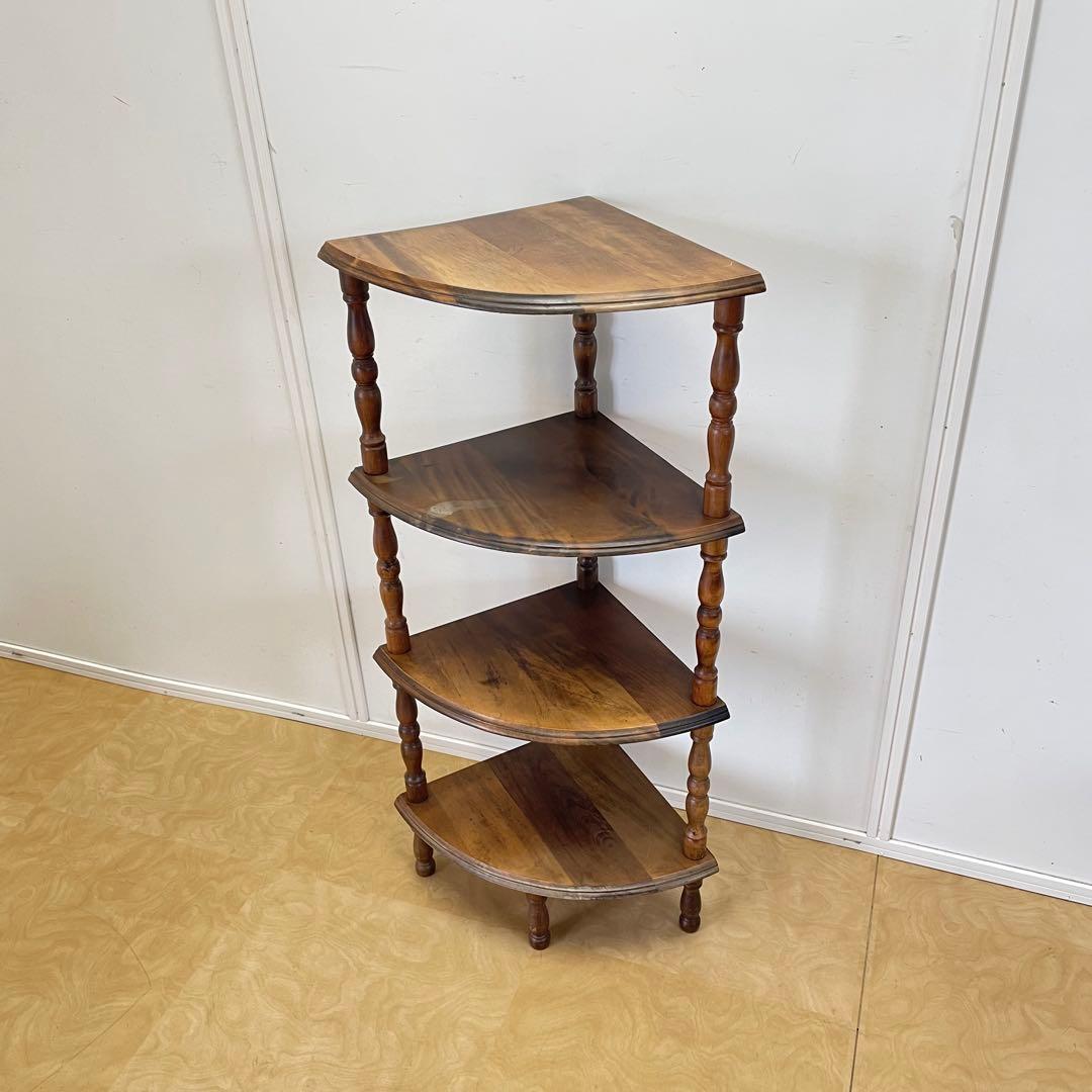 たぬき 木製 4段コーナーラック 棚 飾り棚 ラック ビンテージ