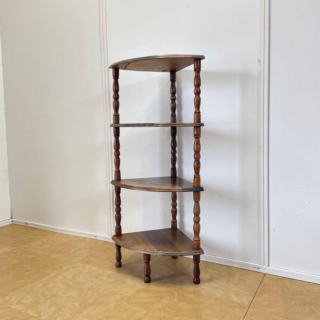 たぬき 木製 4段コーナーラック 棚 飾り棚 ラック ビンテージ