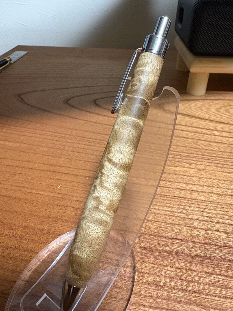 538極上　マーブルウッド　瘤杢　縮杢　木軸シャーペン　ボールペン