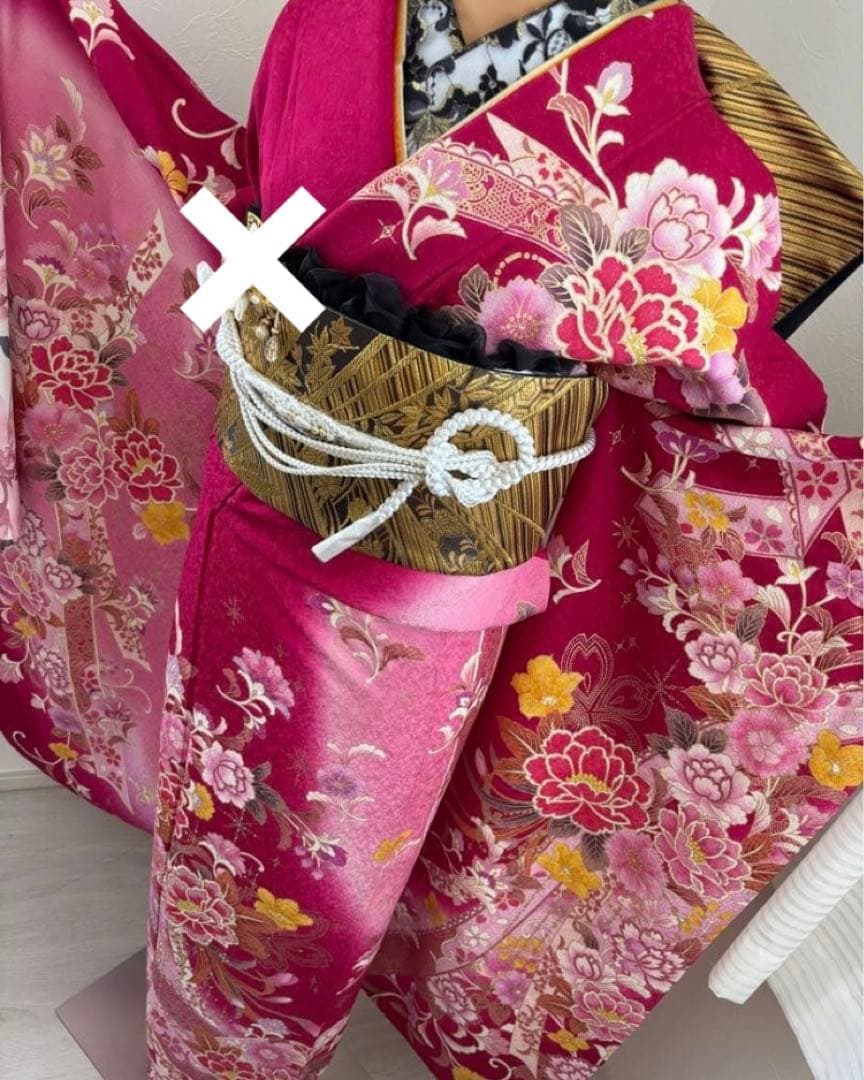 豪華振袖フルセット　ピンク 大輪　牡丹　薔薇　　花柄 成人式に