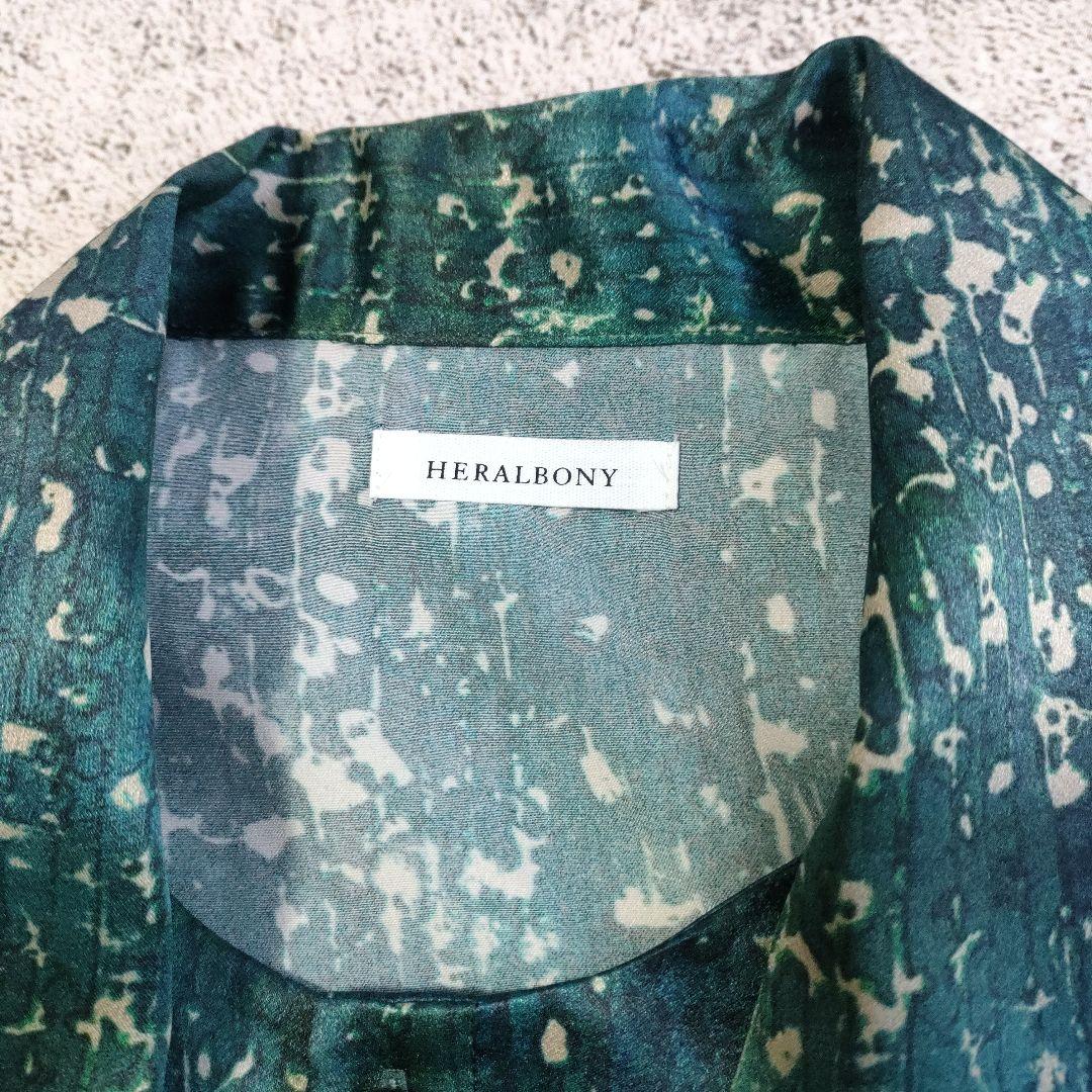 極美品　25AW HERALBONY「こもれび」サテンボウタイシャツ　日本製