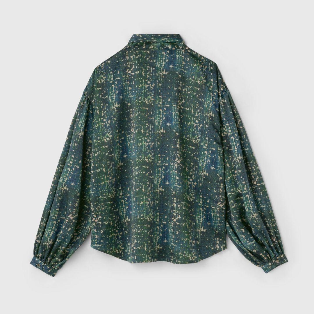 極美品　25AW HERALBONY「こもれび」サテンボウタイシャツ　日本製