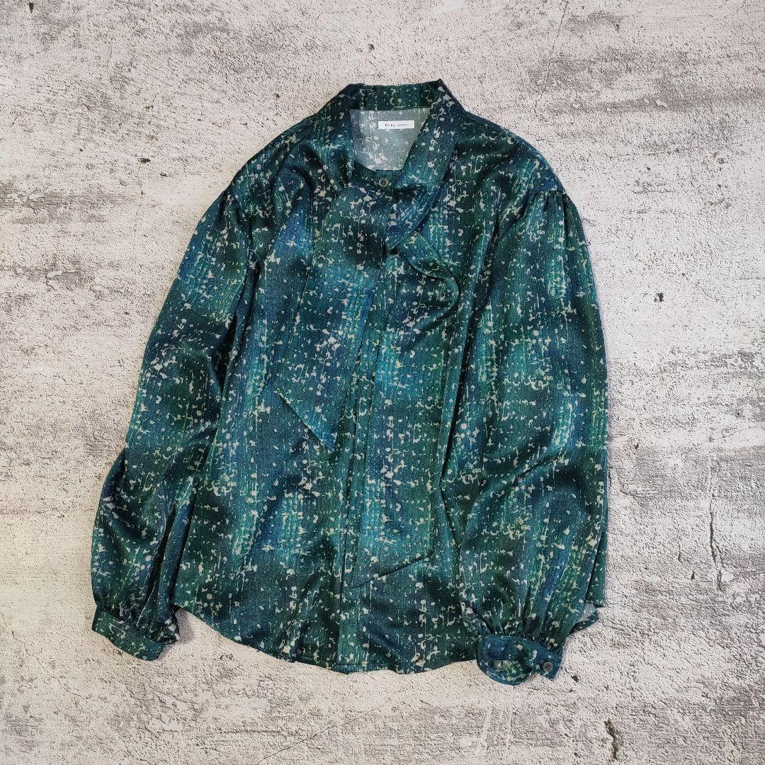 極美品　25AW HERALBONY「こもれび」サテンボウタイシャツ　日本製