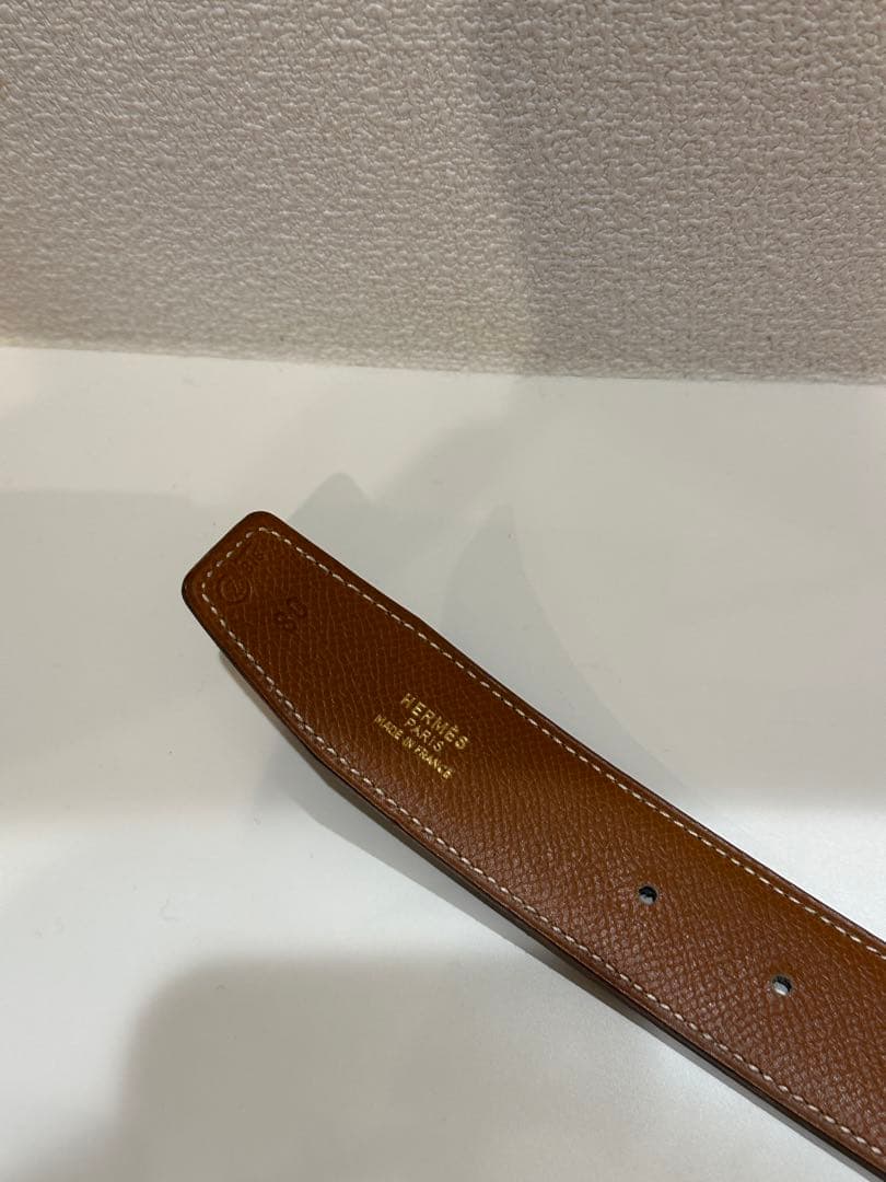 【即日発送】エルメス 80 レザーベルト 黒 茶色　リバーシブル