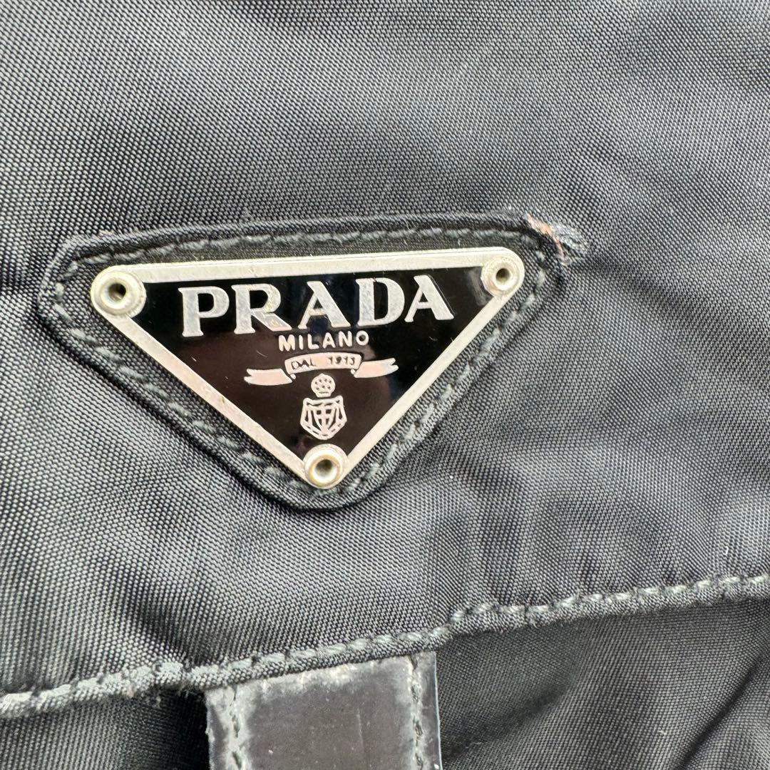 PRADA ショルダーバッグ　ブラック　ナイロン　レザー　三角ロゴ