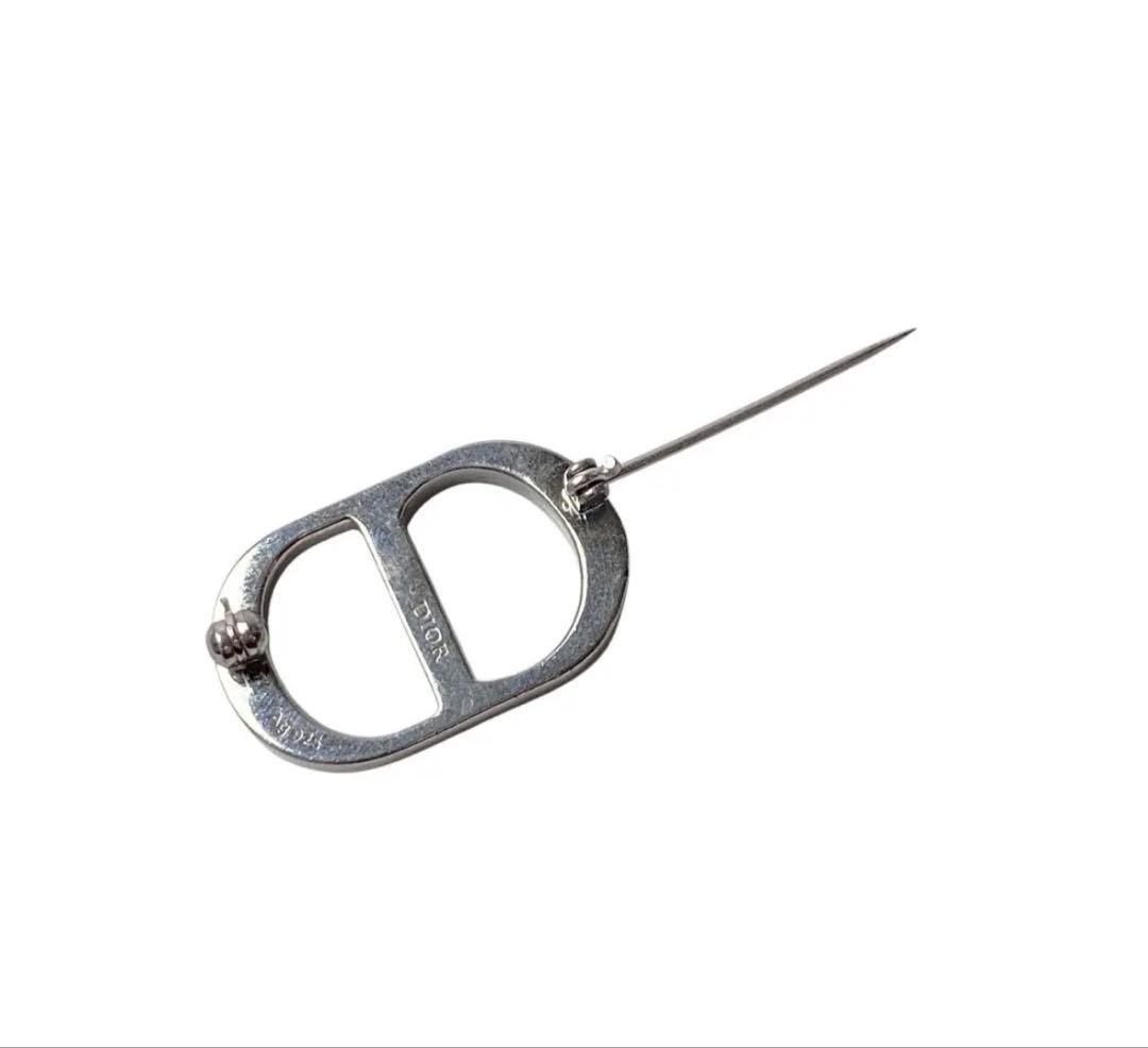 ディオール DIOR ラインストーン ロゴ ブローチ Ag925