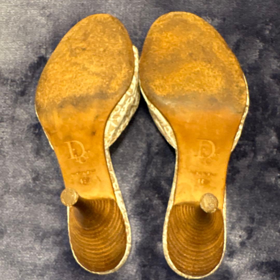 Dior ディオール ミュール 南京錠 鍵 チャーム トロッター 茶色 35.5