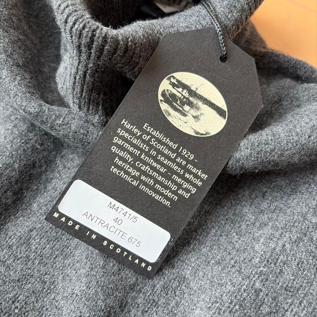 【新品】タートルネック セーター ハーレーオブスコットランド チャコール 40
