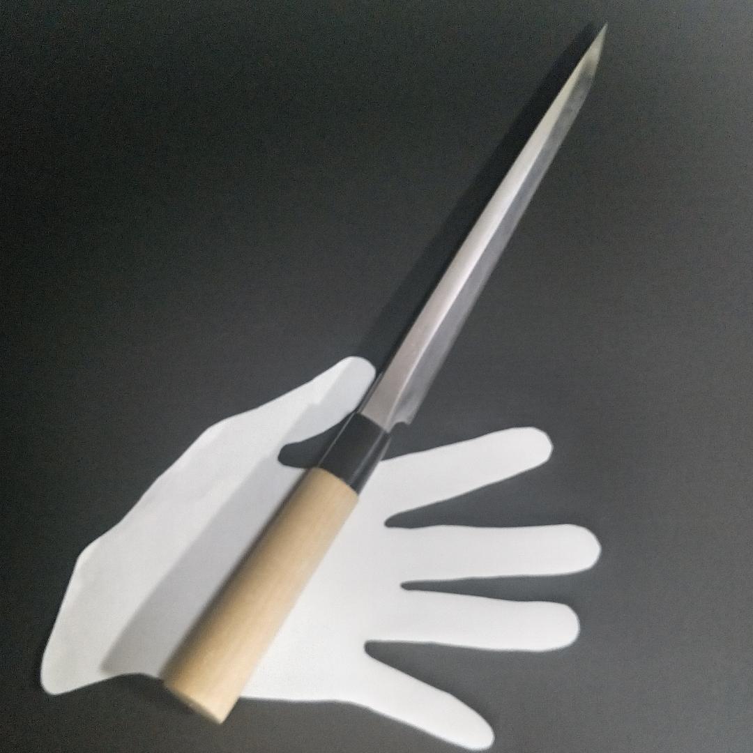 【逸品】築地 正本 柳刃包丁 鋼製 片刃 右 刃渡り220㎜ 研ぎ済