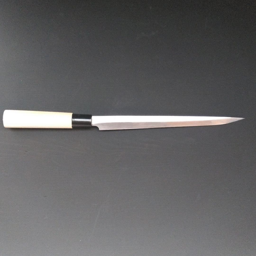 【逸品】築地 正本 柳刃包丁 鋼製 片刃 右 刃渡り220㎜ 研ぎ済