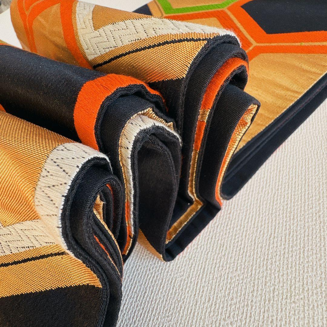 美品　フルセット　七五三７歳女の子　着物　化繊　オレンジ　51975